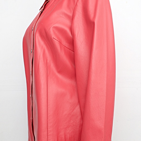 Co & Eddy Coral Leather Button-Shirt/Jacket - Picture 4 of 8